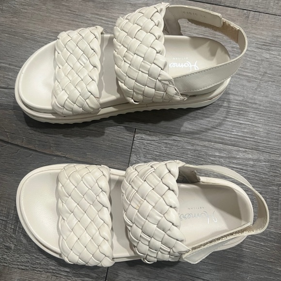 Homers Tubular Ivory Neutral Braided Sandals Ankle Strap Size 36 Reg. $375 - Picture 3 of 13